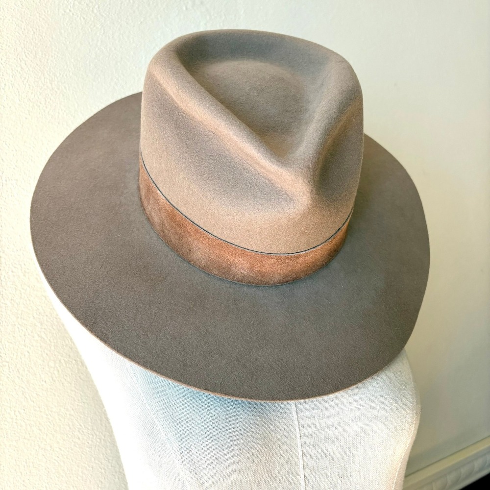 Gigi Pip Miller Classic Fedora Hat S Brown Australia Wool Wide Brim Suede Band - Picture 3 of 12